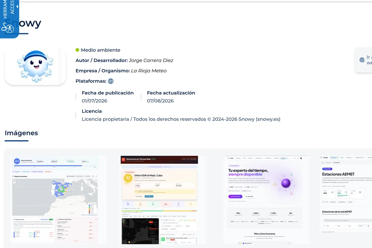 Snowy is listed on Spain's national open data portal.