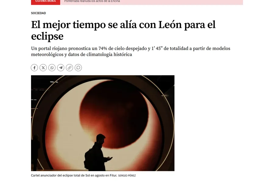 Snowy as a tool for planning eclipse viewing in León. — Diario de León