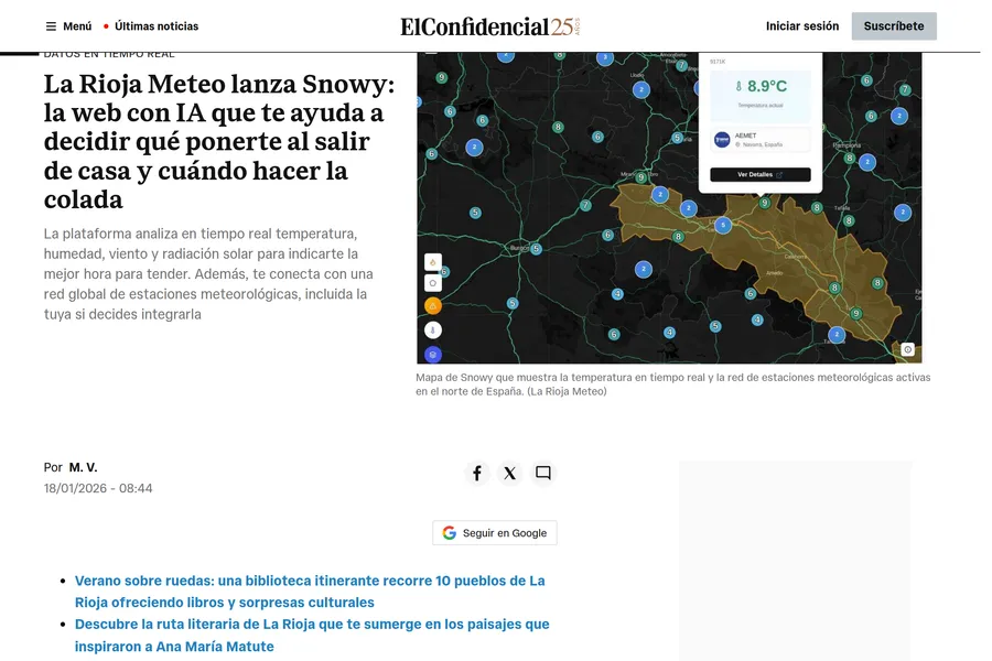 La Rioja Meteo launches Snowy, an AI-powered site for everyday weather decisions. — El Confidencial