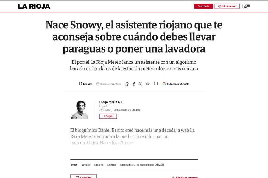Snowy is born: a La Rioja assistant for umbrellas, laundry and daily recommendations. — larioja.com