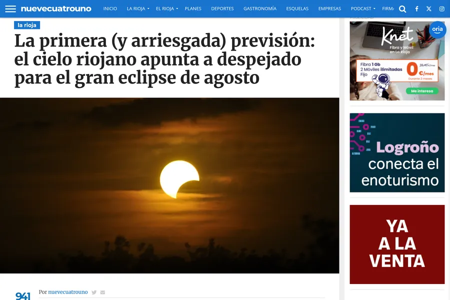 Snowy and La Rioja Meteo in the planning for August's eclipse. — nuevecuatrouno