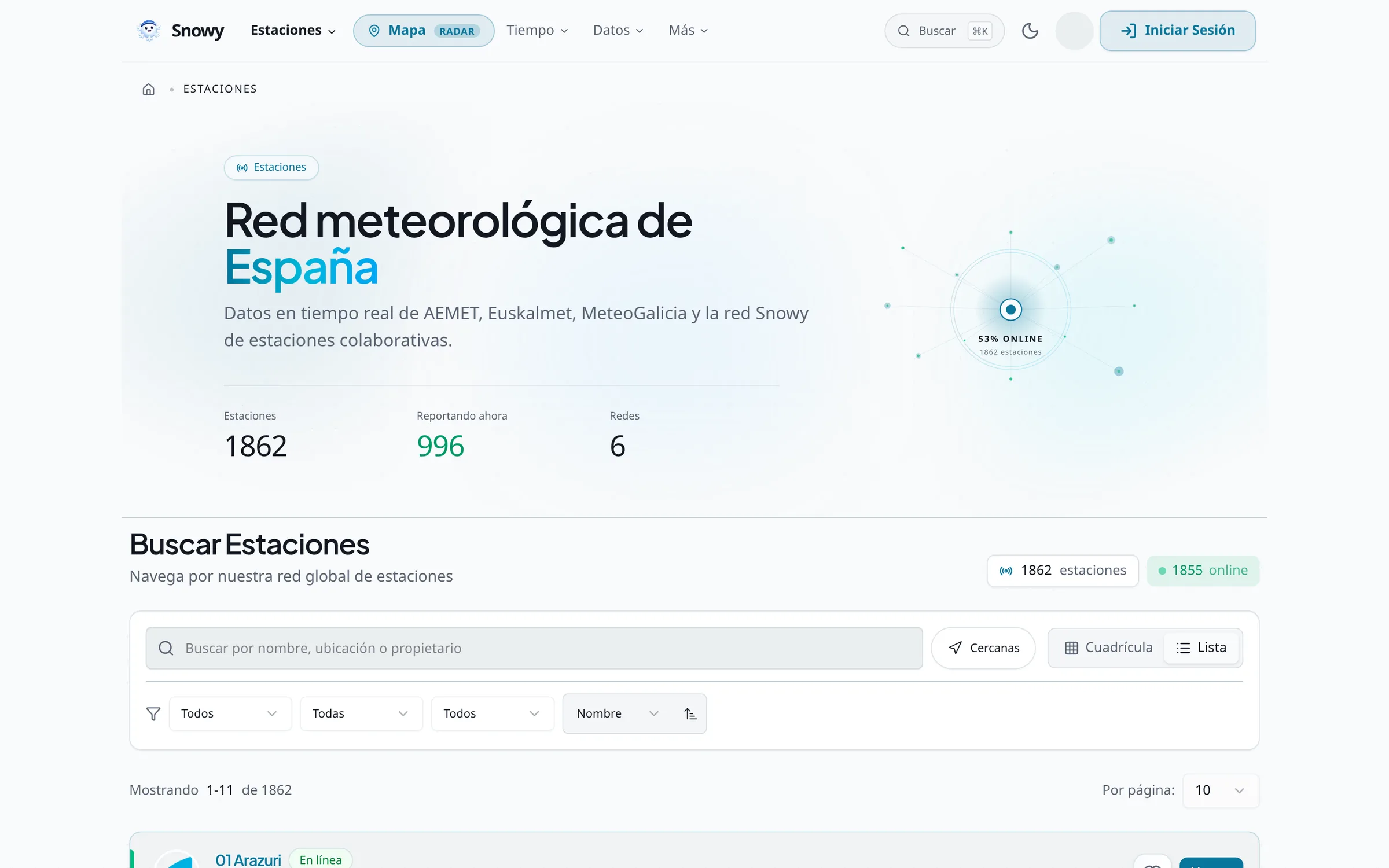 A Snowy user profile with activity stats and their featured station